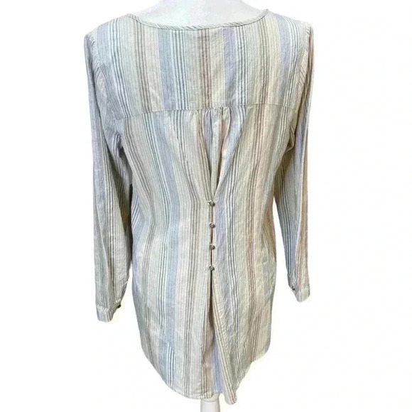 Soft Surroundings Floral Stripe Button Front Blouse Mixed Print - Picture 3 of 7